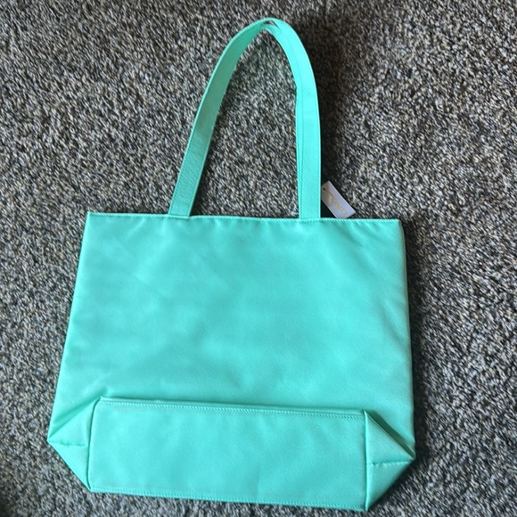 Clinique Logo C Colorful Rainbow Large Shopping Shoulder Tote Bag Light Green - Picture 2 of 4